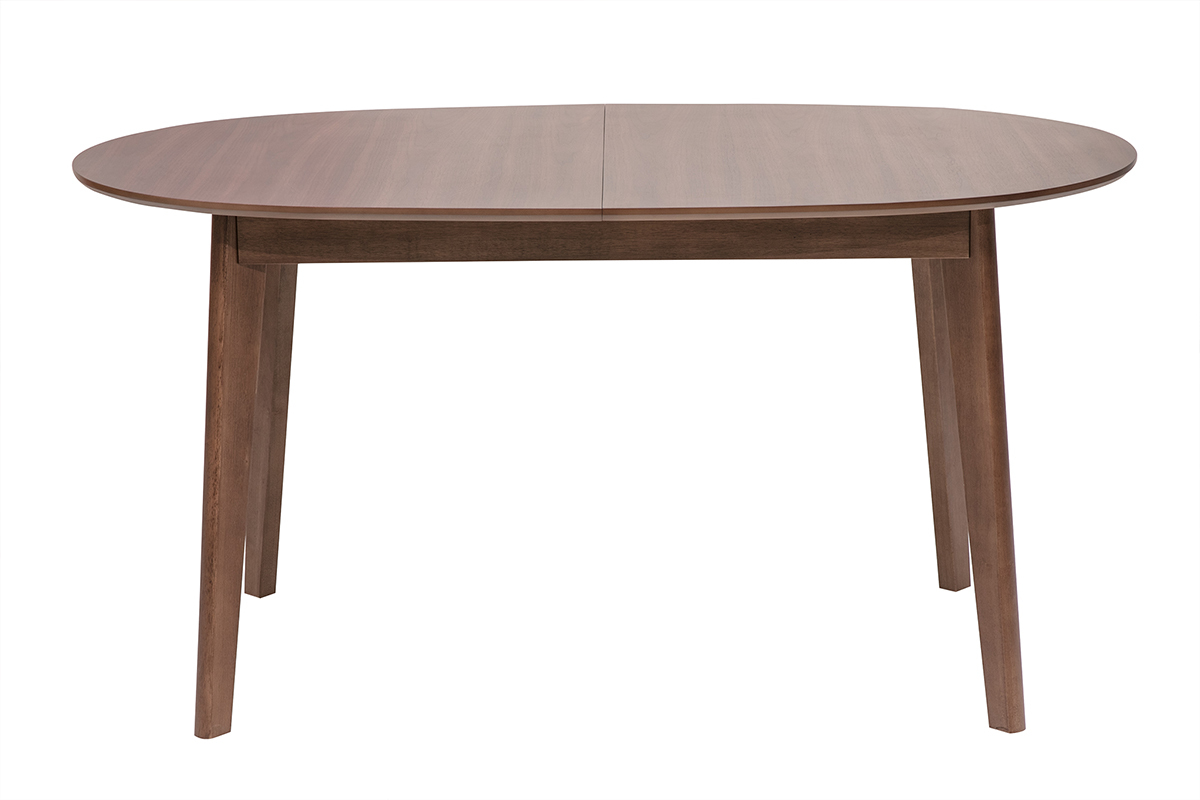 Table � manger ovale extensible avec rallonges int�gr�es en bois fonc� noyer L150-200 cm ANSEL