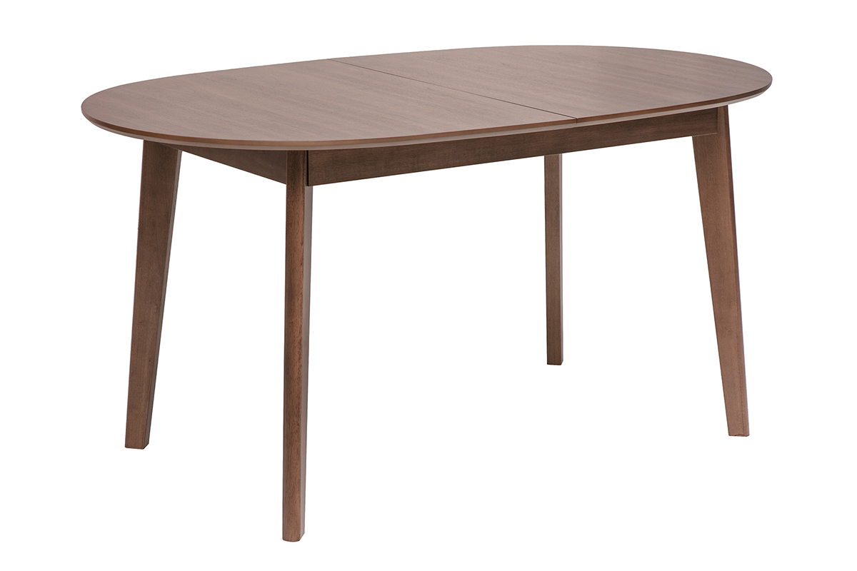 Table � manger ovale extensible avec rallonges int�gr�es en bois fonc� noyer L150-200 cm ANSEL