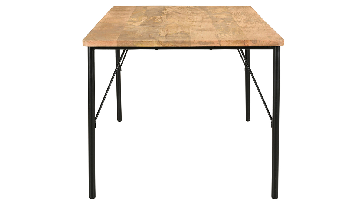 Table  manger rectangulaire en bois clair manguier massif et mtal noir L180 cm JUDE