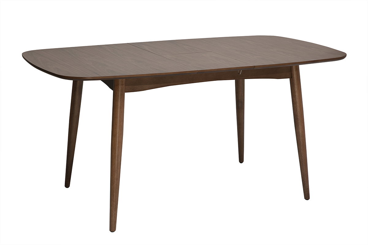 Table � manger rectangulaire extensible en bois fonc� noyer L130-160 cm HELMA