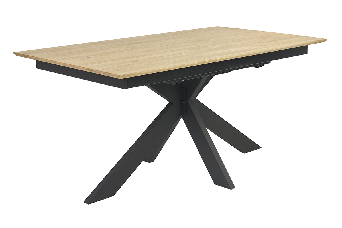Table  manger rectangulaire extensible rallonge intgre en bois clair chne massif L160-245 cm AGATA