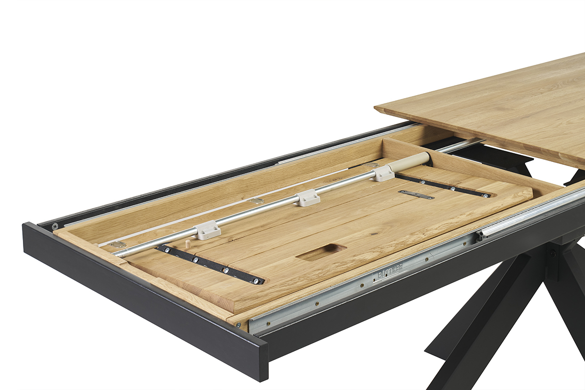 Table  manger rectangulaire extensible rallonge intgre en bois clair chne massif L160-245 cm AGATA