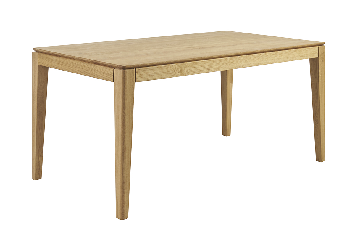 Table  manger rectangulaire extensible rallonge intgre en bois clair chne massif L160-245 cm NELYA