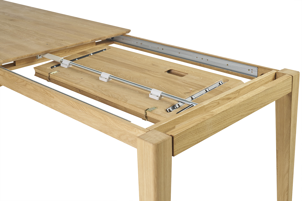 Table  manger rectangulaire extensible rallonge intgre en bois clair chne massif L160-245 cm NELYA