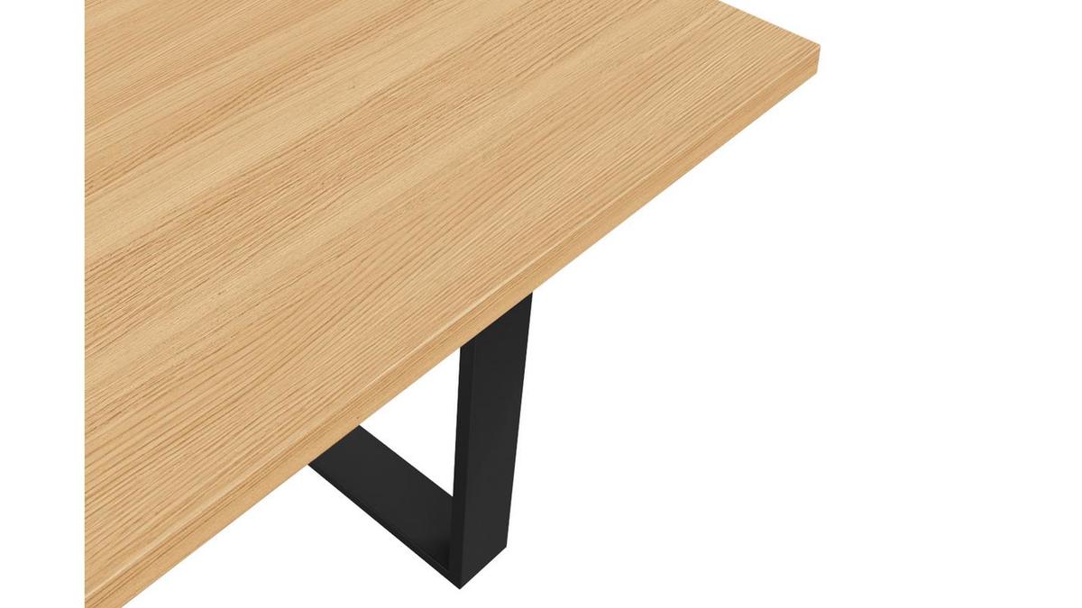 Table  manger rectangulaire industrielle bois chne et mtal noir L180 cm VALDA