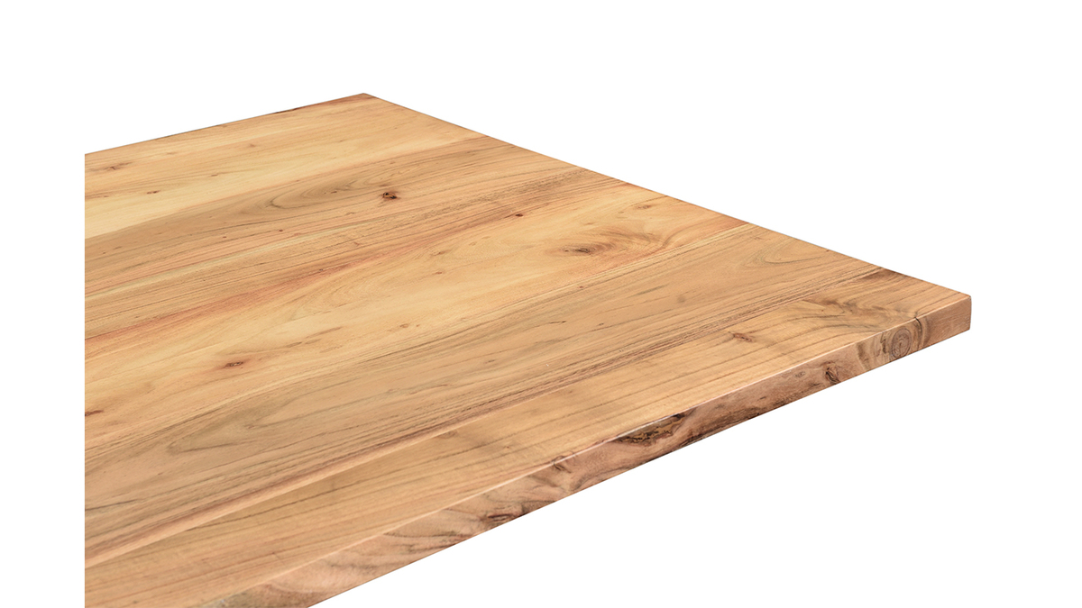 Table à manger rectangulaire industrielle en bois massif et métal noir L200 cm VALLEY
