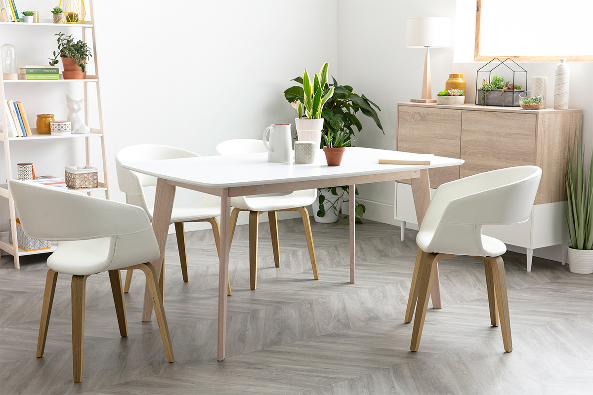 Table  manger rectangulaire scandinave bois clair chne L150 cm LEENA