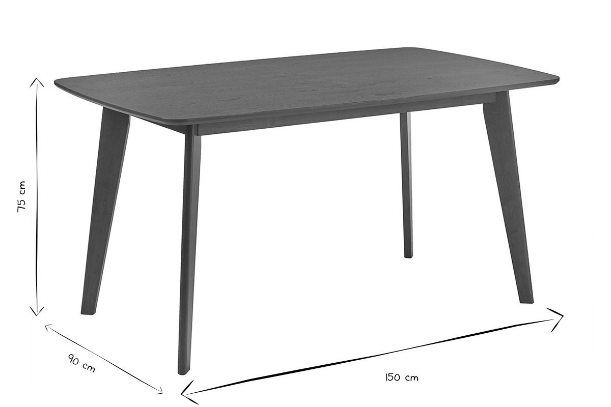 Table � manger rectangulaire scandinave bois fonc� noyer L150 cm LEENA