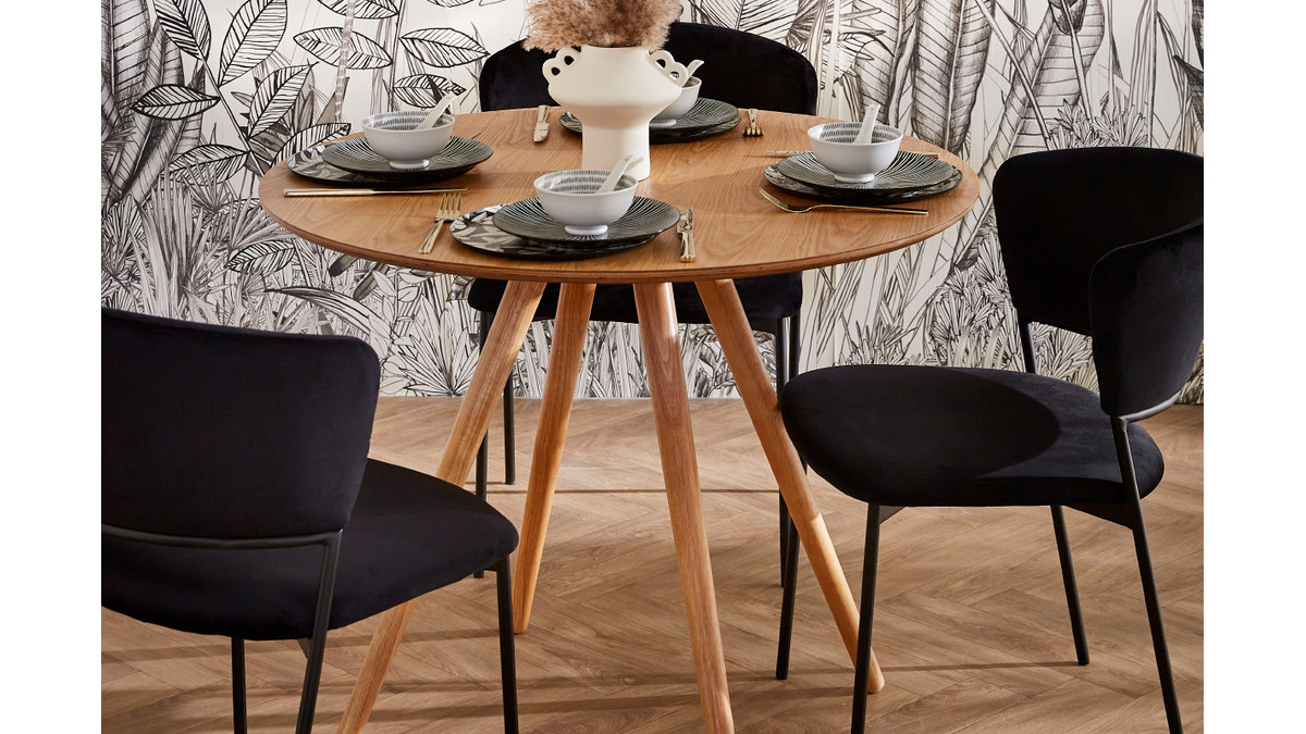 Table à manger ronde bois clair D90 cm ARTIK