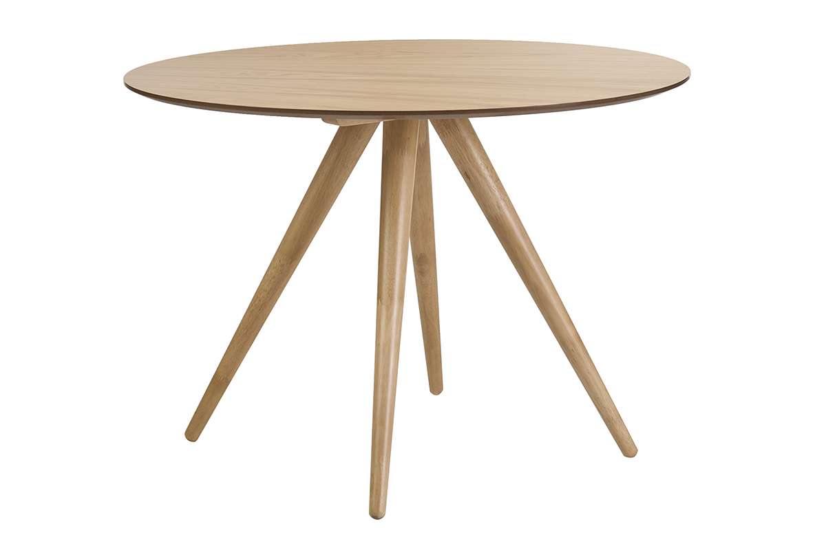 Table � manger ronde design en bois clair fr�ne D106 cm WALFORD