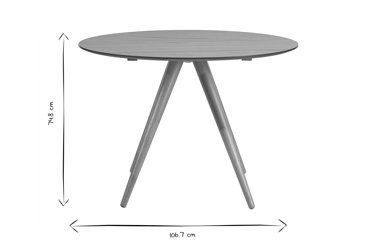 Table � manger ronde design en bois clair fr�ne D106 cm WALFORD