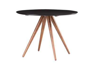 Table &agrave; manger ronde design noyer et noir D106 cm WALFORD