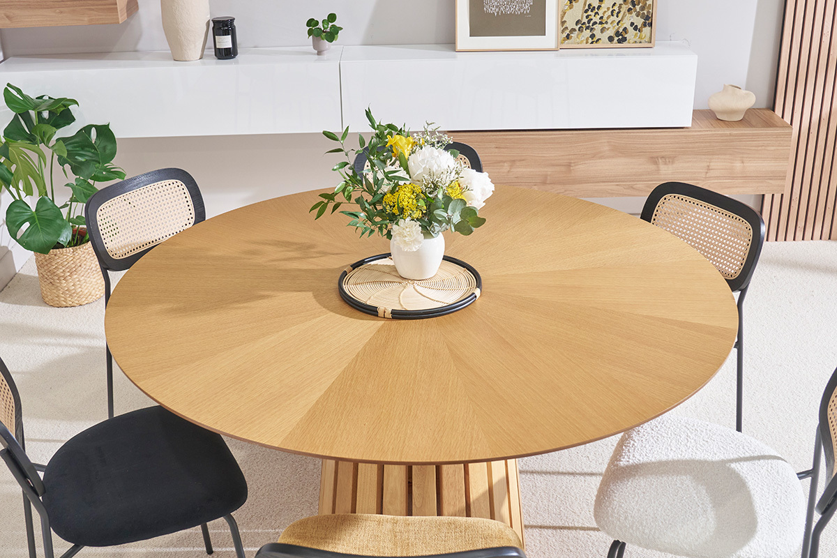Table  manger ronde en bois clair chne D137 cm DITA
