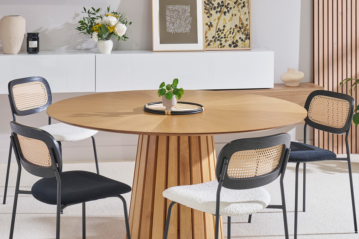 Table  manger ronde en bois clair chne D137 cm DITA