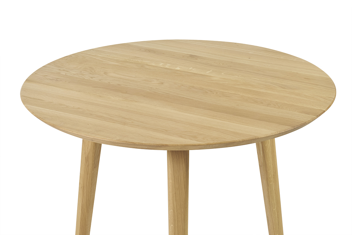 Table � manger ronde en bois clair ch�ne massif D90 cm OKSANA