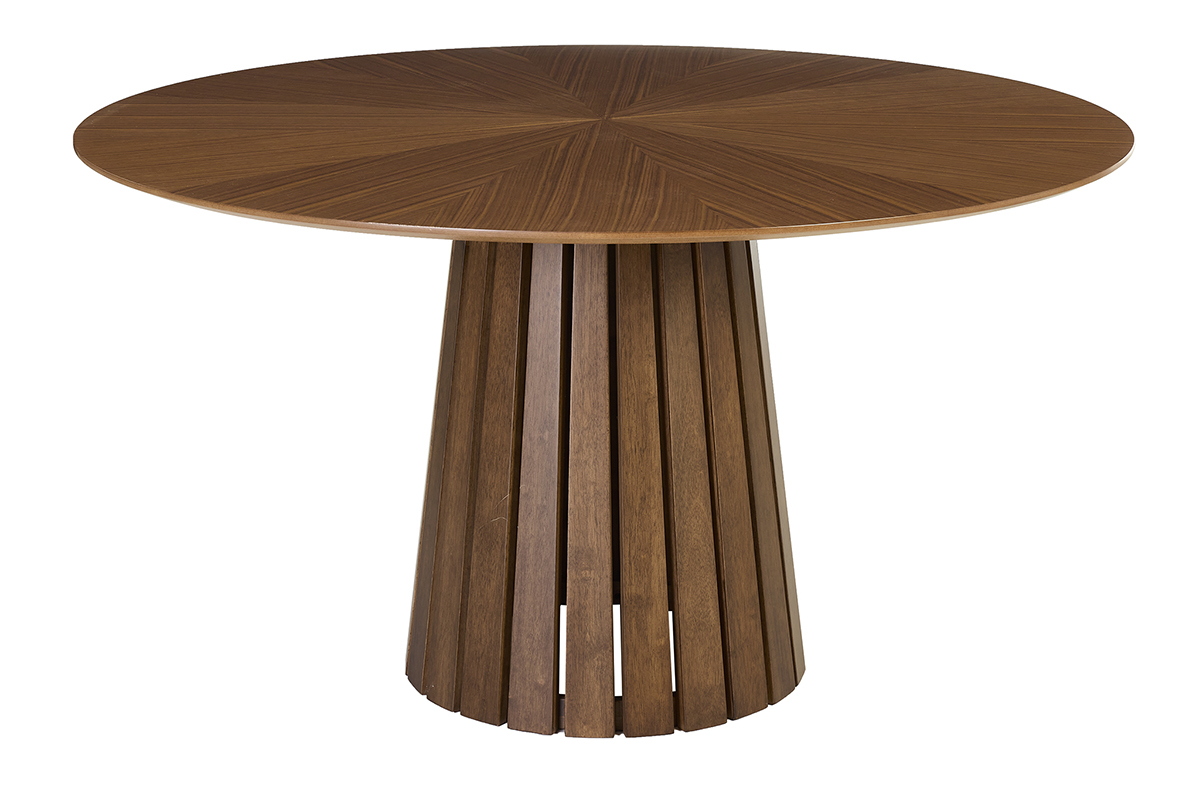 Table � manger ronde en bois fonc� noyer D137 cm DITA
