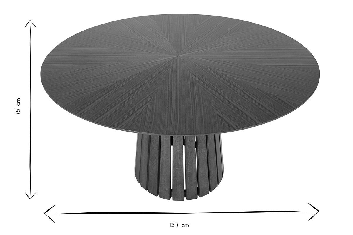 Table � manger ronde en bois fonc� noyer D137 cm DITA