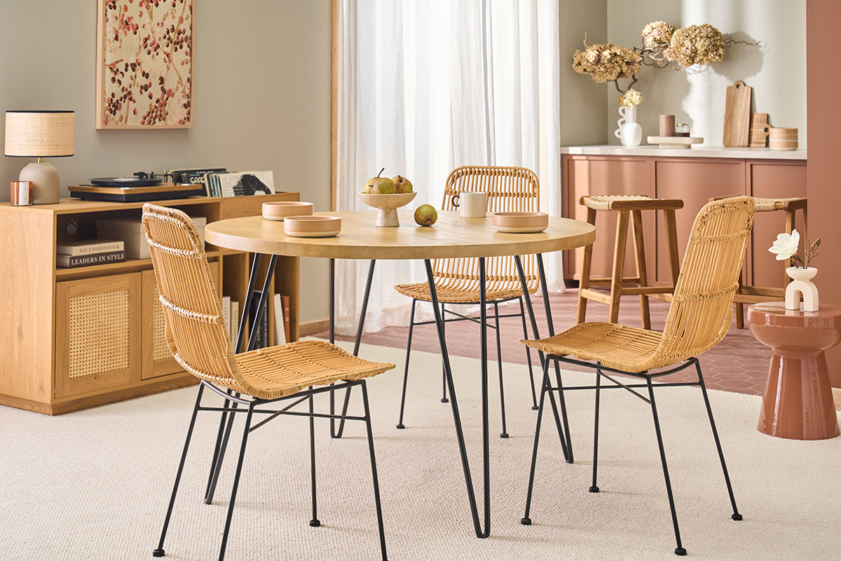 Table � manger ronde en bois manguier massif D116 cm VIBES