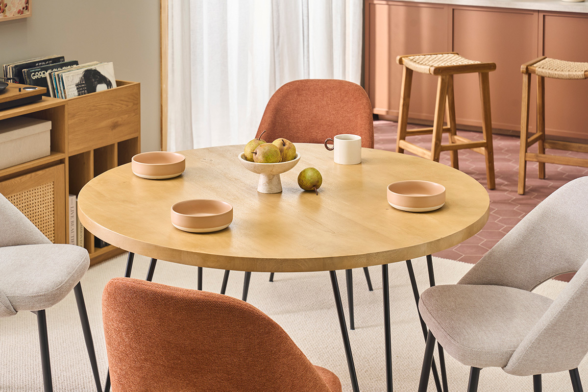 Table � manger ronde en bois manguier massif D116 cm VIBES