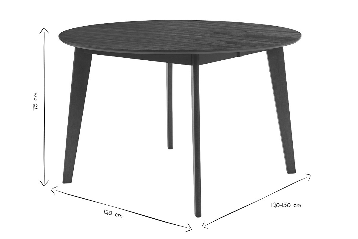 Table � manger ronde extensible finition noyer L120-150 cm LEENA