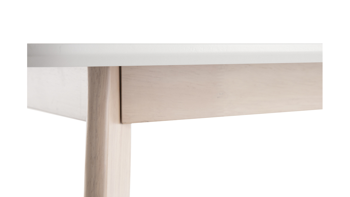 Table  manger scandinave blanc et bois clair rectangulaire L150 cm LEENA