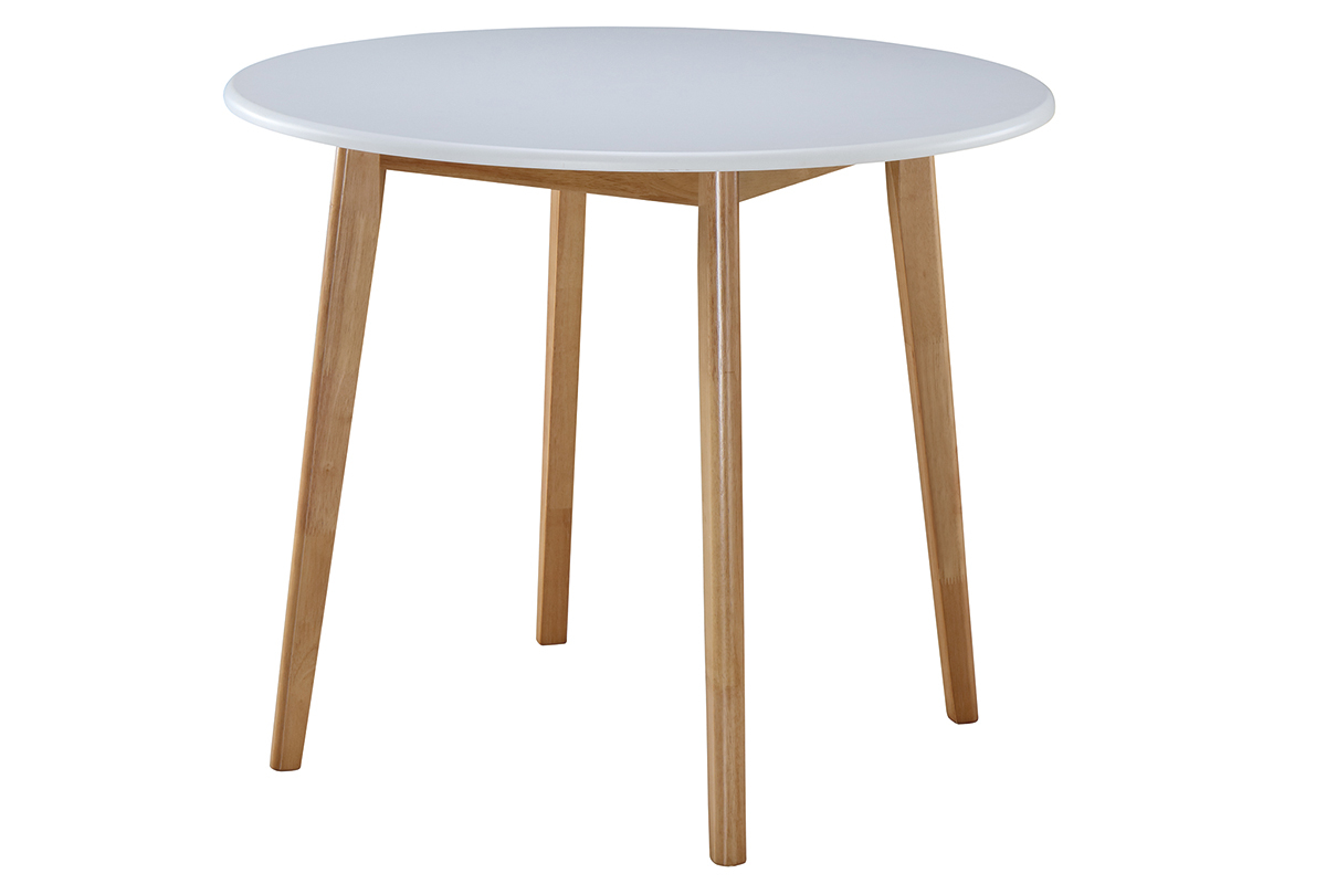 Table � manger scandinave et 4 chaises blanc et bois LEENA
