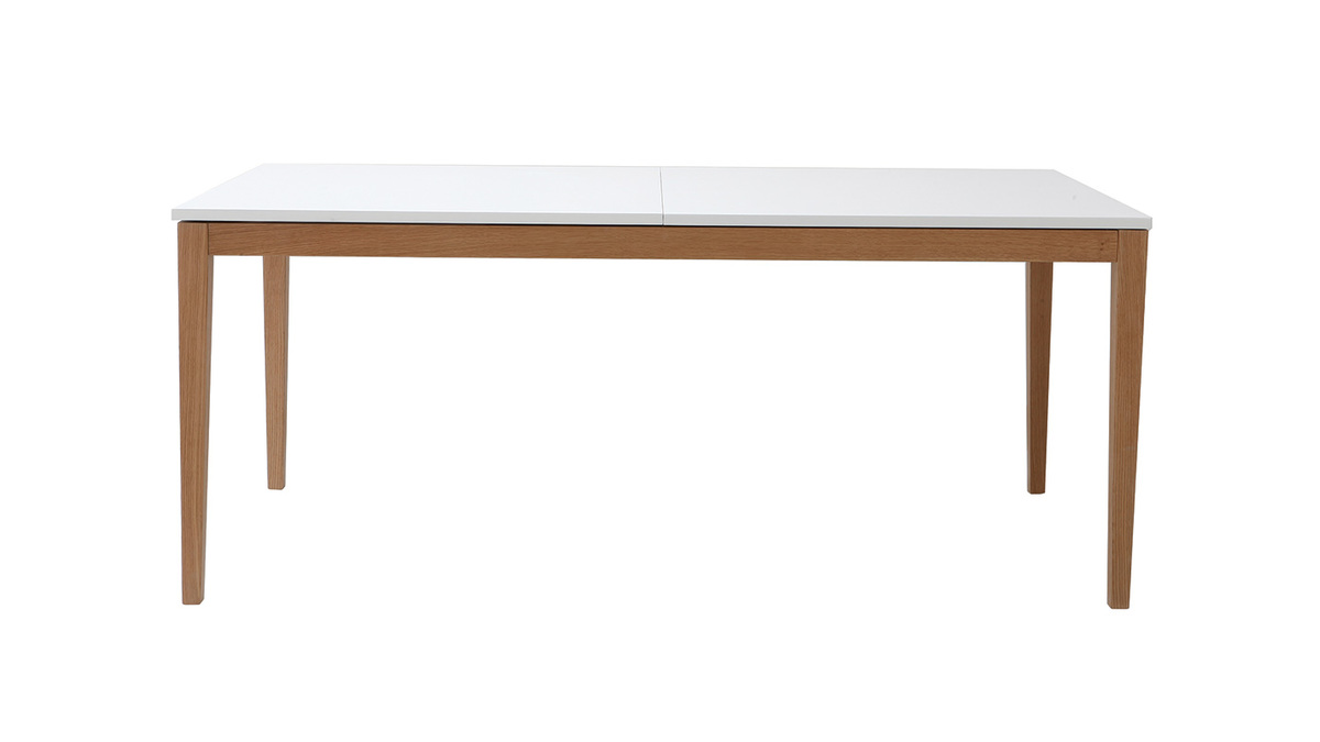 Table  manger scandinave extensible blanche pieds bois rectangulaire L180-260 cm DELAH