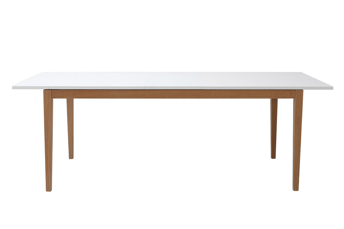 Table  manger scandinave extensible blanche pieds bois rectangulaire L180-260 cm DELAH