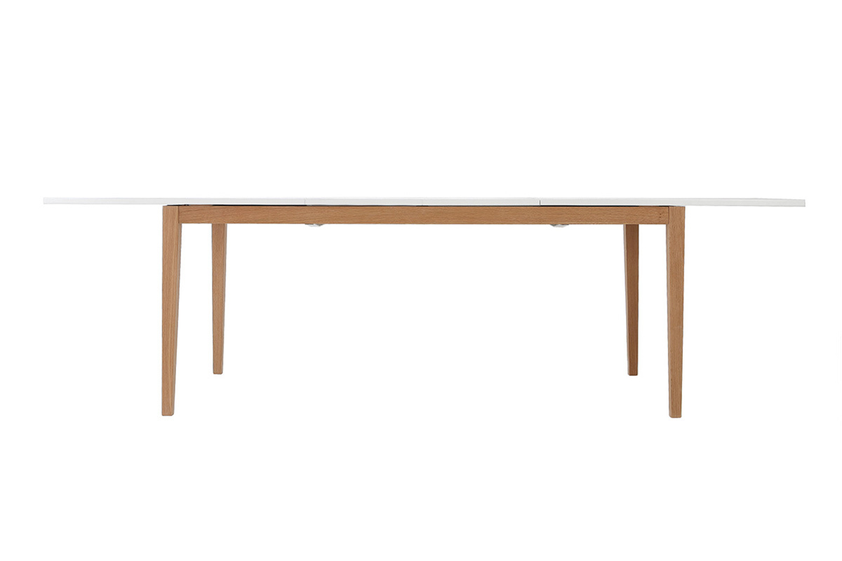 Table  manger scandinave extensible blanche pieds bois rectangulaire L180-260 cm DELAH