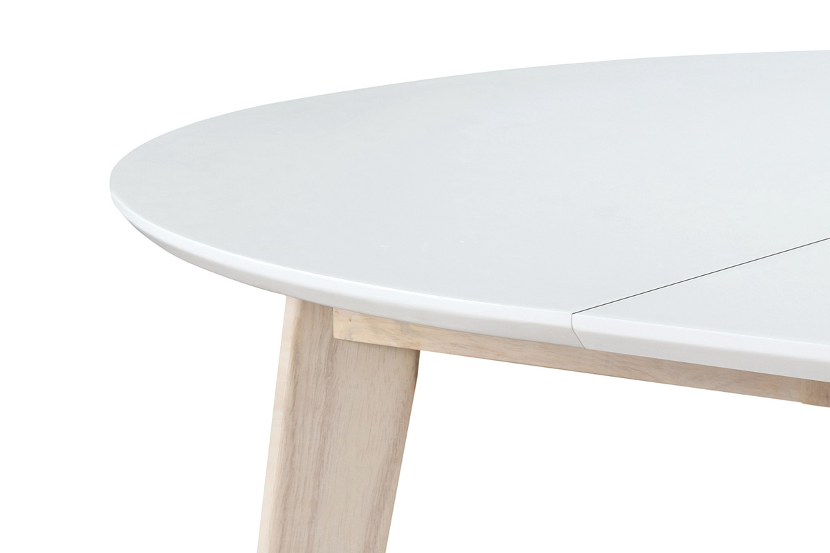 Table Ronde Extensible Blanc Et Bois