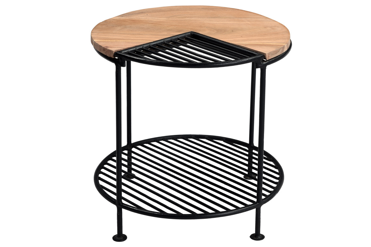 Table basse acacia massif et m�tal noir PART