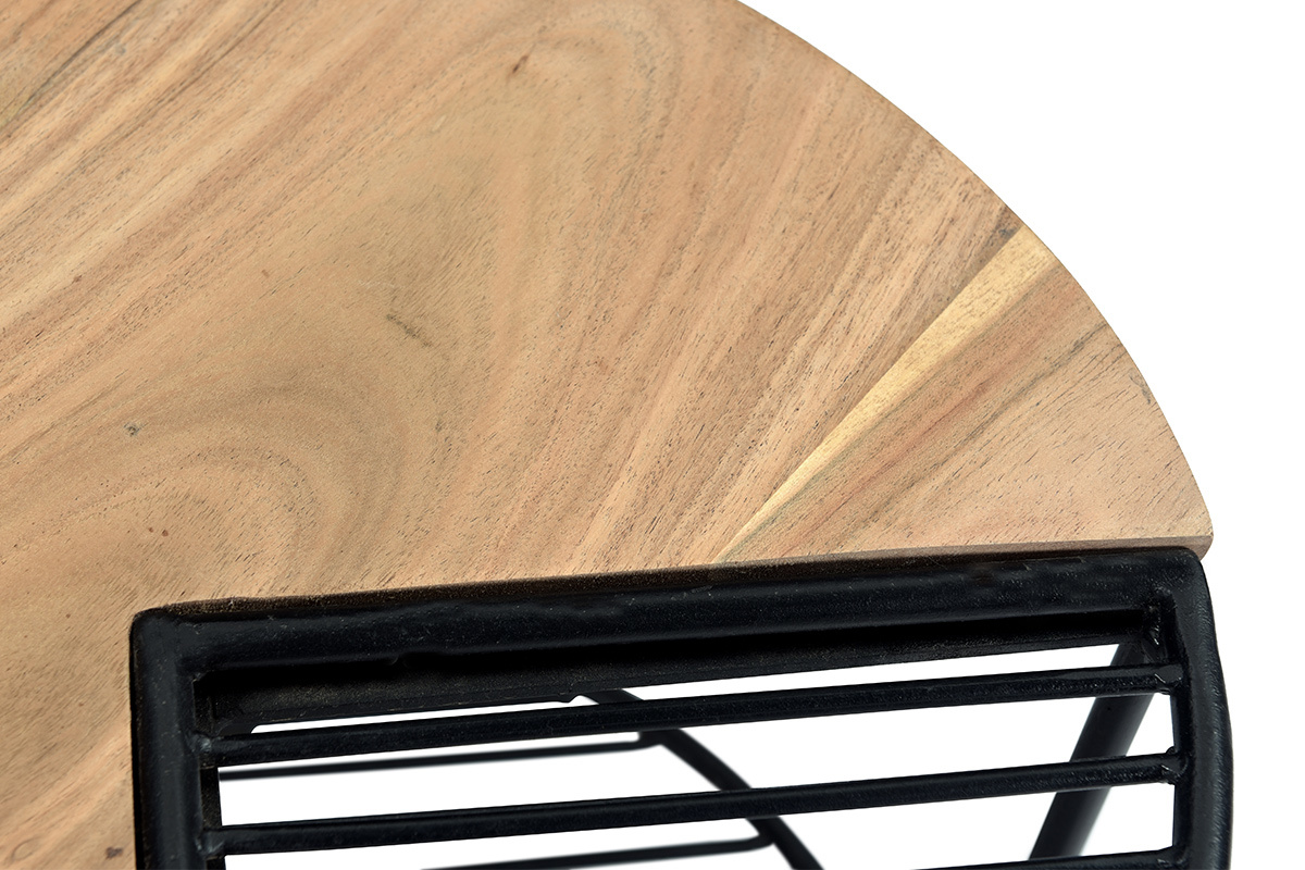 Table basse acacia massif et m�tal noir PART