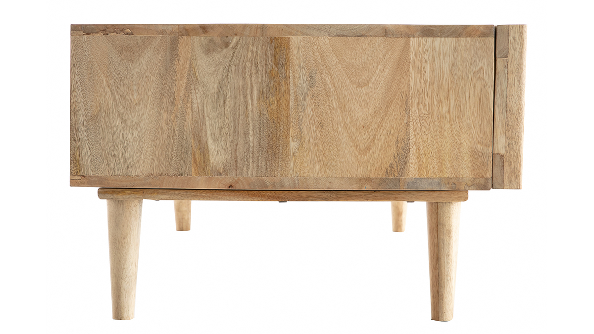 Table basse avec portes coulissantes bois clair manguier massif ALBA - Miliboo & Stphane Plaza