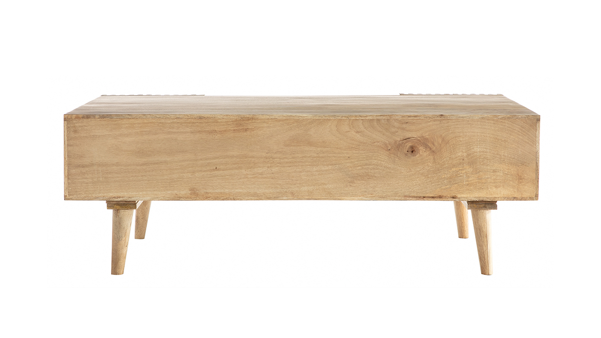 Table basse avec portes coulissantes bois clair manguier massif ALBA - Miliboo & Stphane Plaza