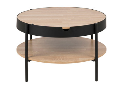 Table basse bois et m&eacute;tal noir 75 cm SUZIE