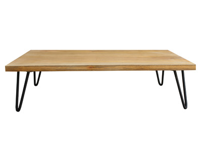 Table basse bois manguier pieds &eacute;pingle m&eacute;tal VIBES