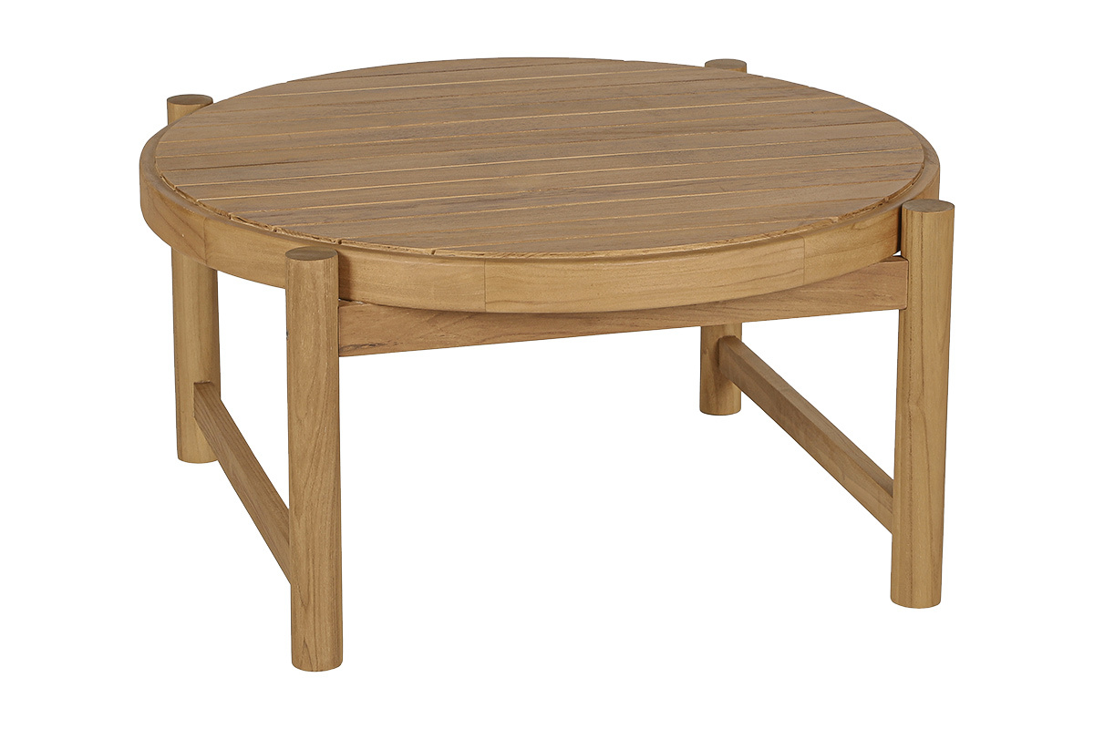 Table basse de jardin ronde en bois teck massif D80 cm MOANA