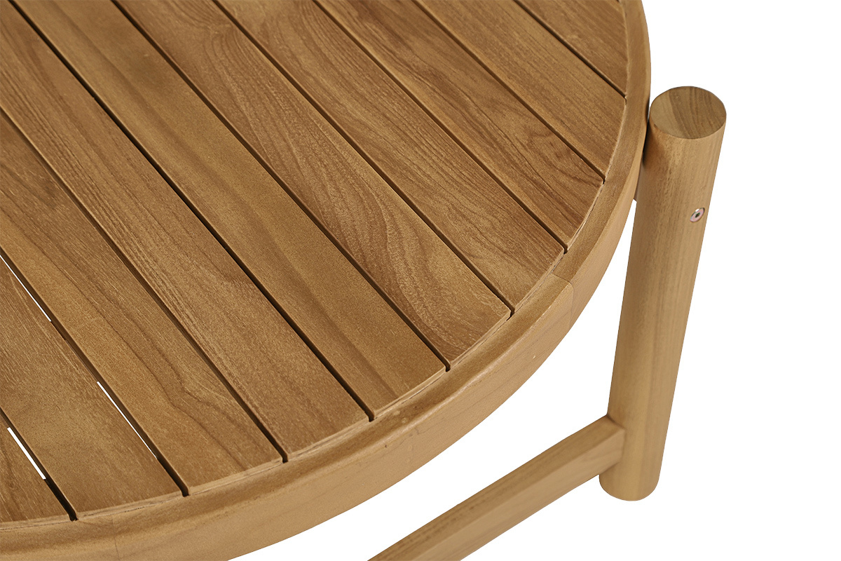 Table basse de jardin ronde en bois teck massif D80 cm MOANA