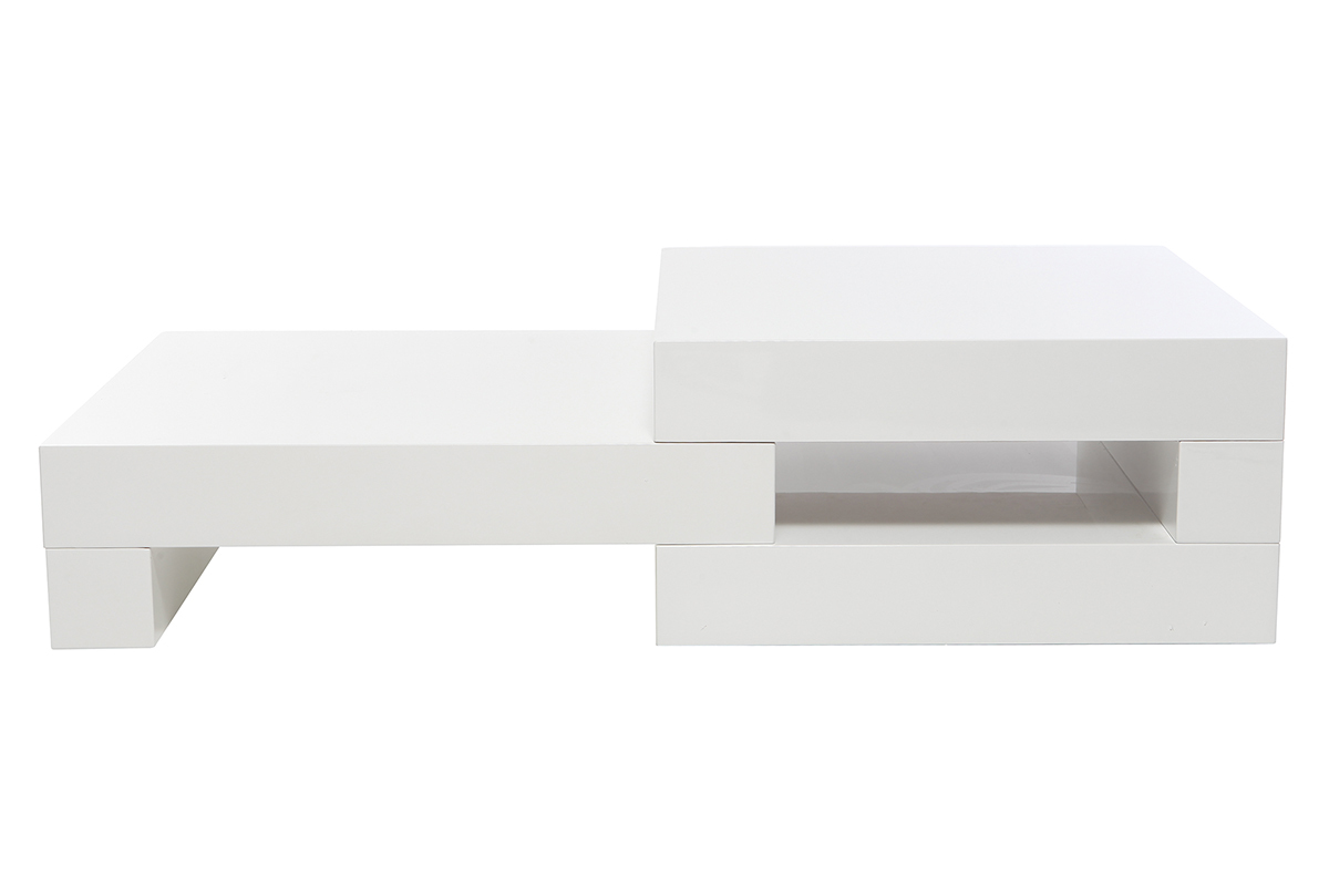 Table basse design blanc brillant LUNA