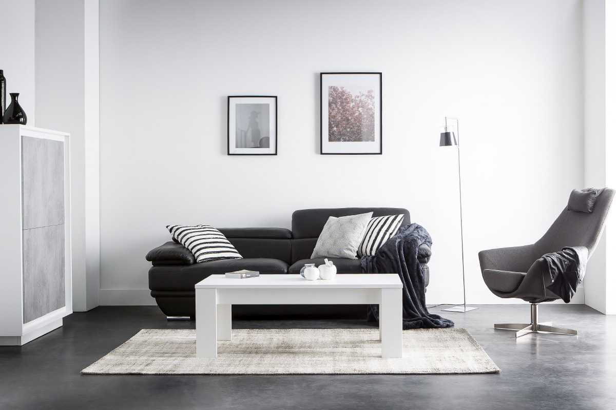 Table basse design bois blanc L122 cm LAND