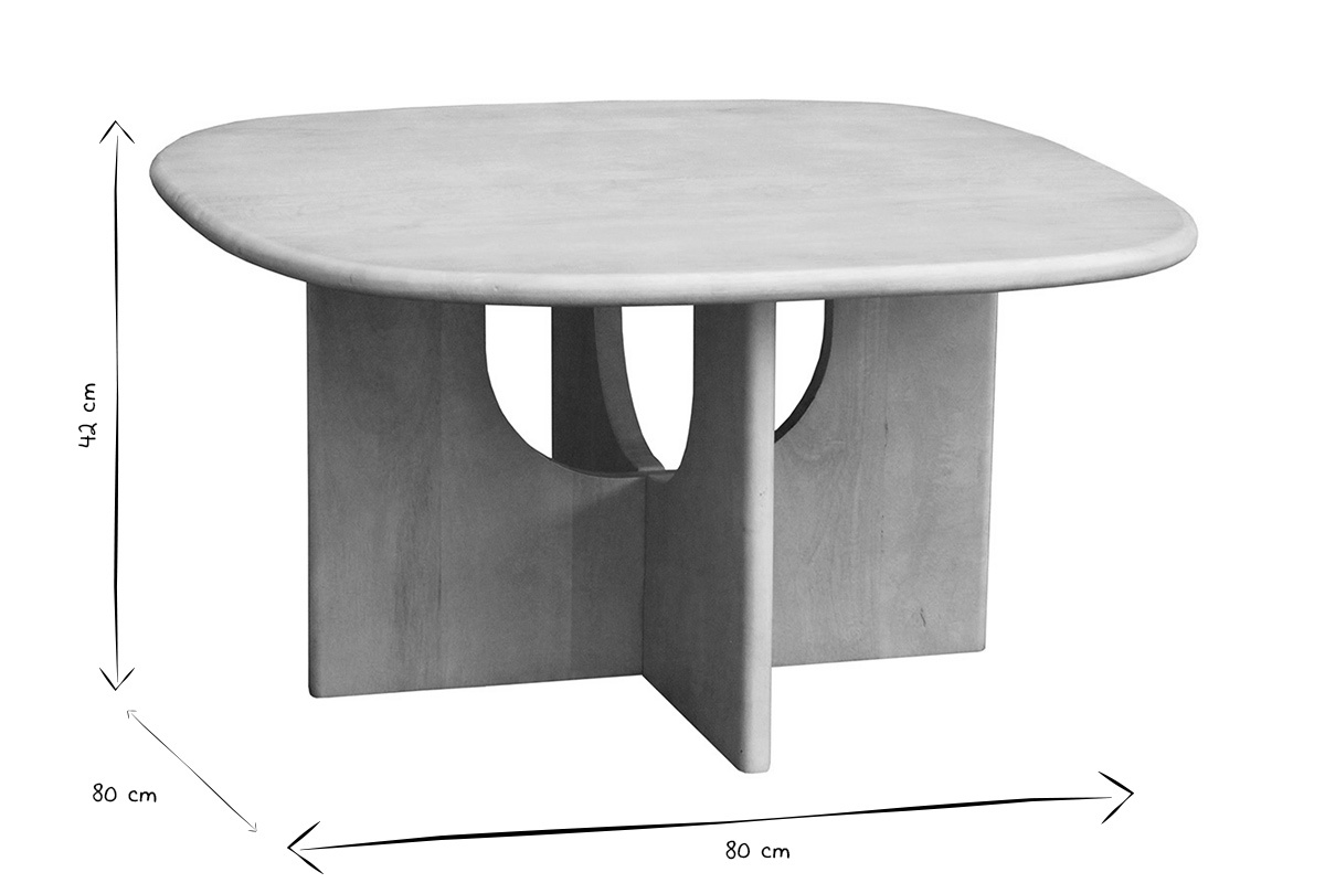 Table basse design bois clair manguier massif L80 cm MASSARI