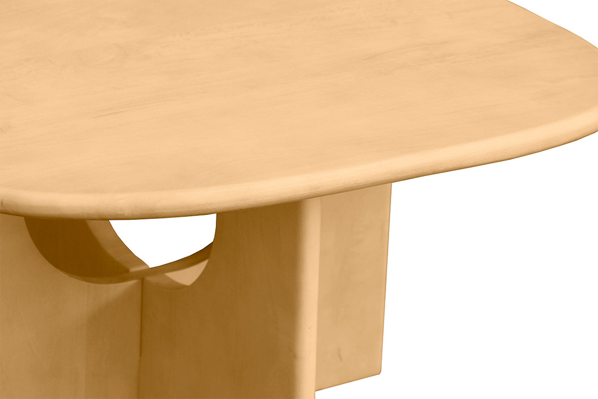 Table basse design bois clair manguier massif L80 cm MASSARI