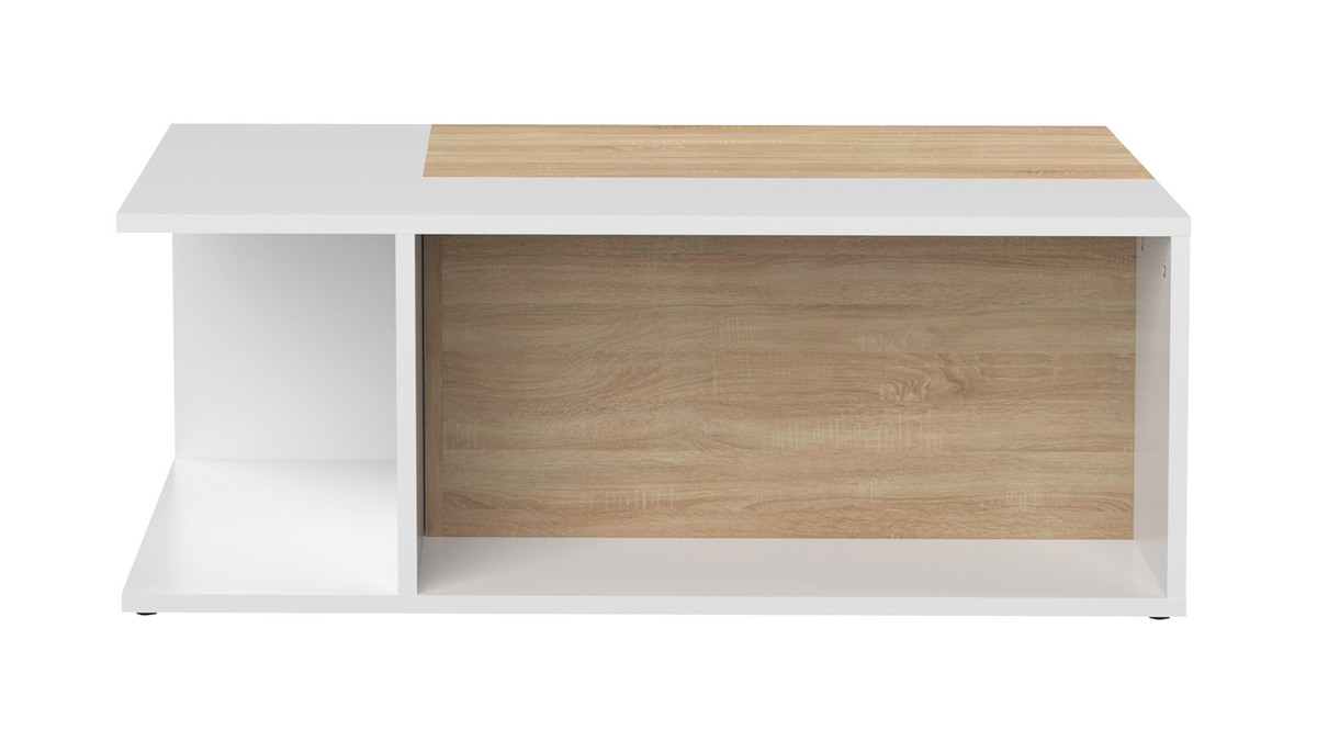 Table basse design bois et blanc amovible QUADRA