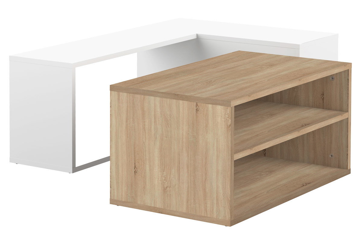 Table basse design bois et blanc amovible QUADRA