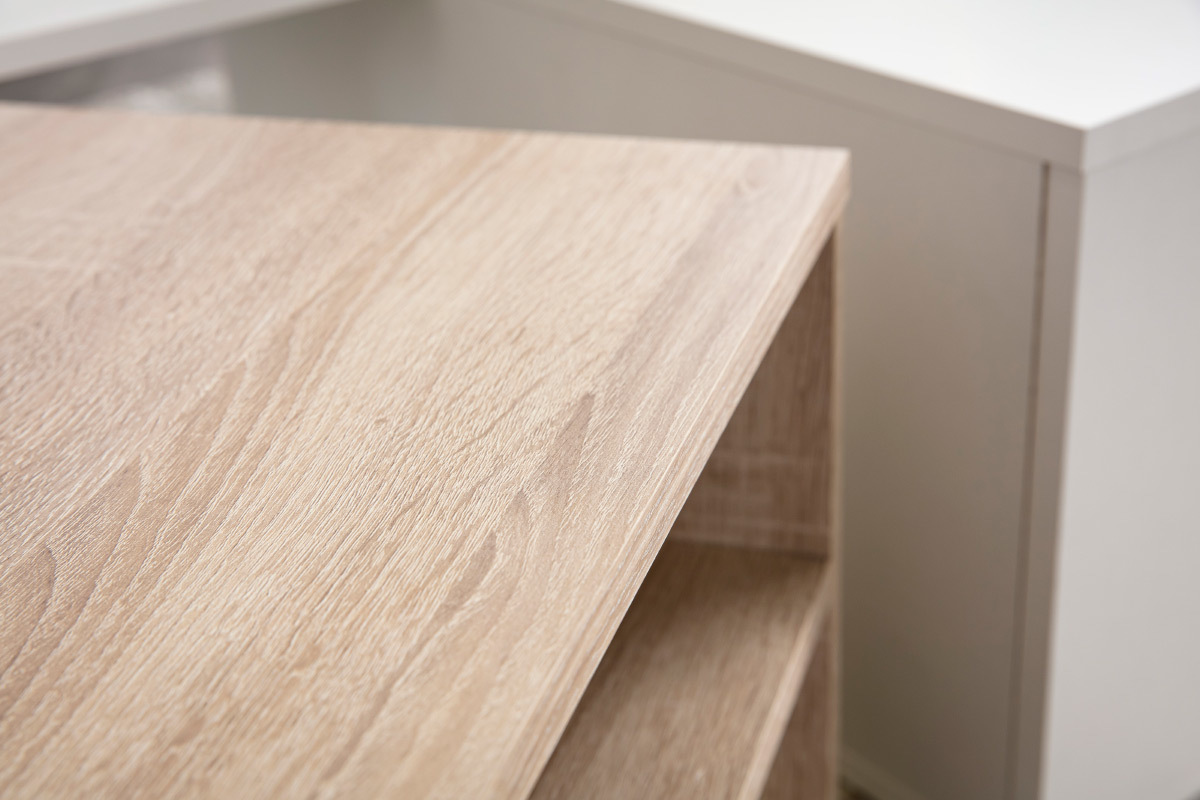 Table basse design bois et blanc amovible QUADRA