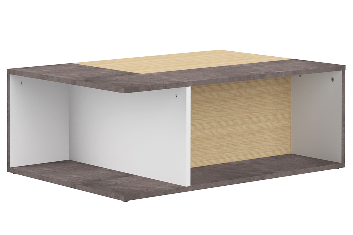 Table basse design bois et gris b�ton amovible QUADRA