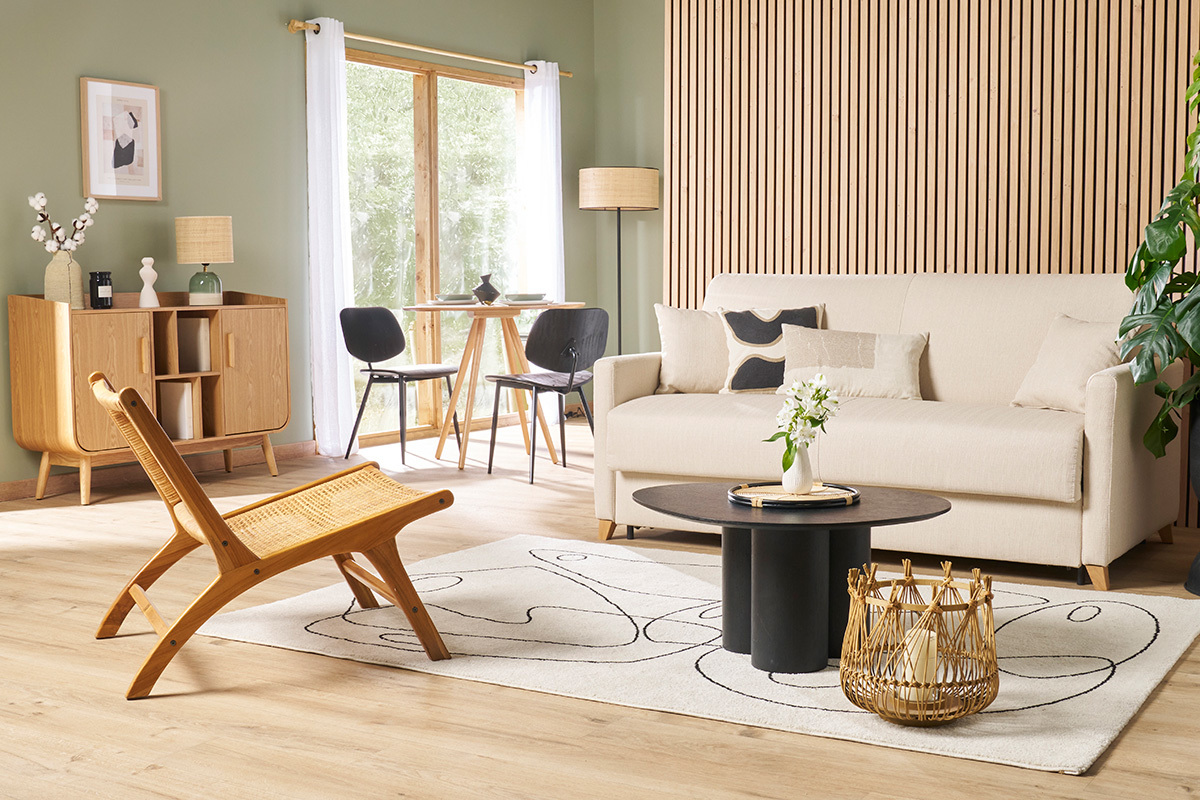 Table basse design bois noir L78 cm HOLLEN