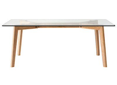 Table basse design contemporain verre et ch&ecirc;ne DAVOS