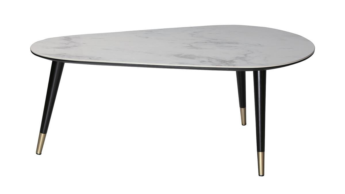 Table basse design effet marbre, bois noir et mtal dor L100 cm ALLURE