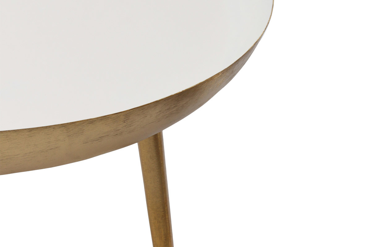 Table basse design en acier laqu� blanc 80 cm DROP
